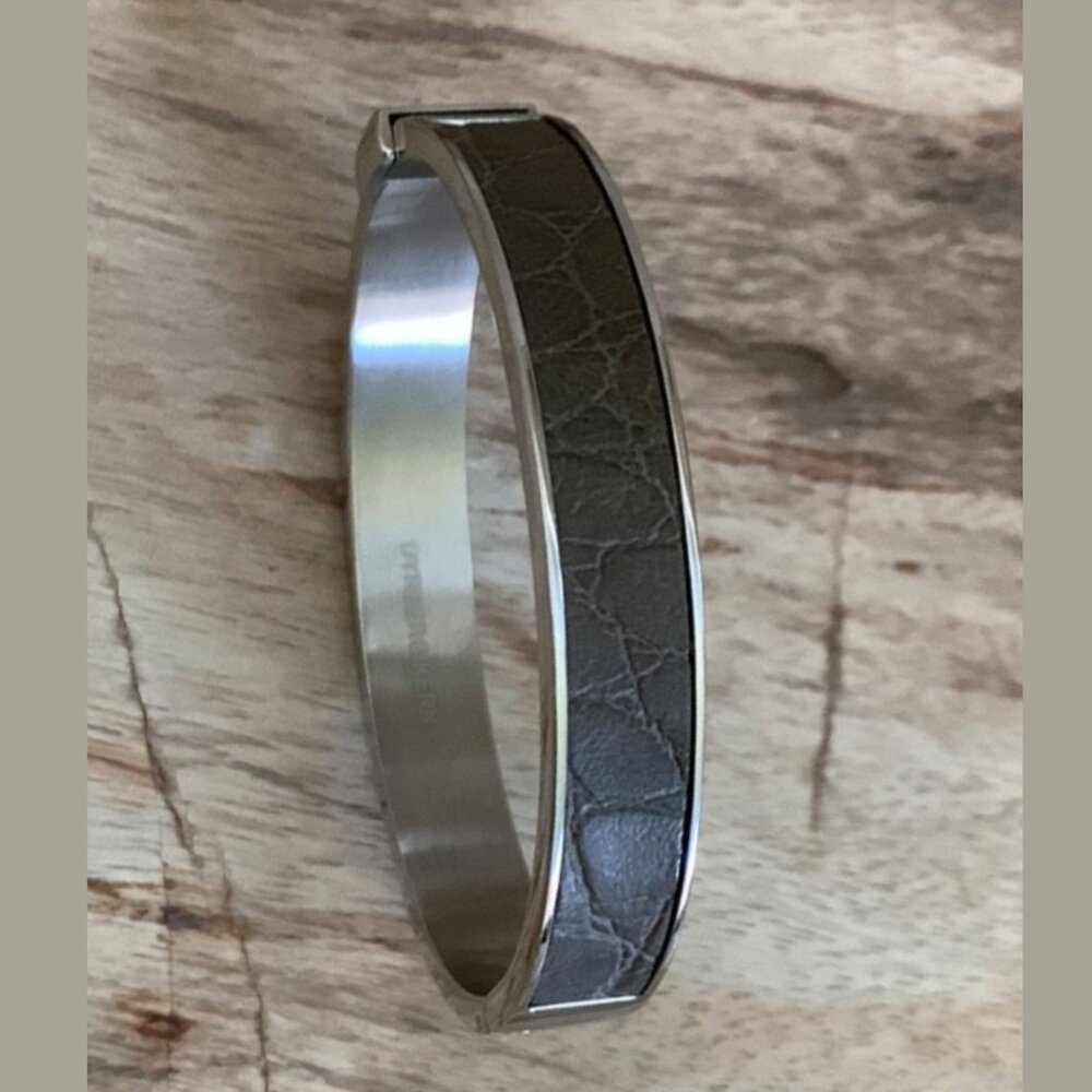 Dyrberg/Kern Dry leather and stainless steel hinged bracelet